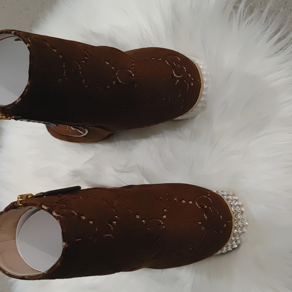 Gucci Velvet GG Malaga Boot Brown 37.5 - Picture 2 of 12